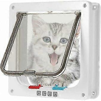 Elektronische Mikrochip-Katzenklappe, braun-weiß, mittelgroß für Katzen und kleine Hunde, Schraubensatz