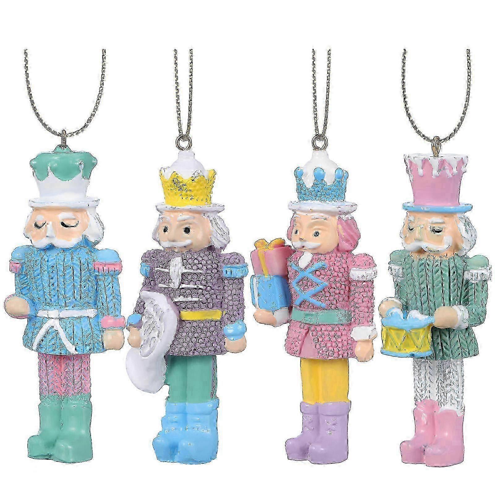 Nutcracker Ornaments Resin Nutcracker Decorations for Christmas 4Pcs