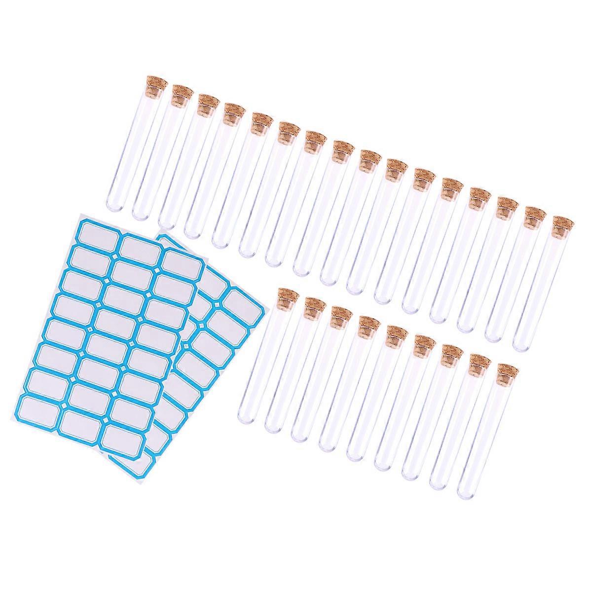 Plastic Test Tubes with Cork Stoppers for Scientific Experiments 50Pcs Set