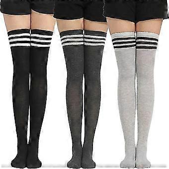 3 Pairs Women Knee-high Socks Thigh High Stockings Over Knee Stocking