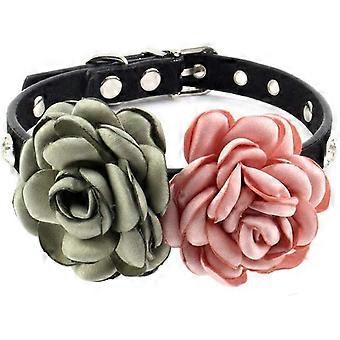 Rhinestone Dog Collar - Flower Cat Collar With Bling For Kitten Small Dogs Female Puppy - Fancy Chihuahua Yorkie Girlgreen/pink Everflowering Roses