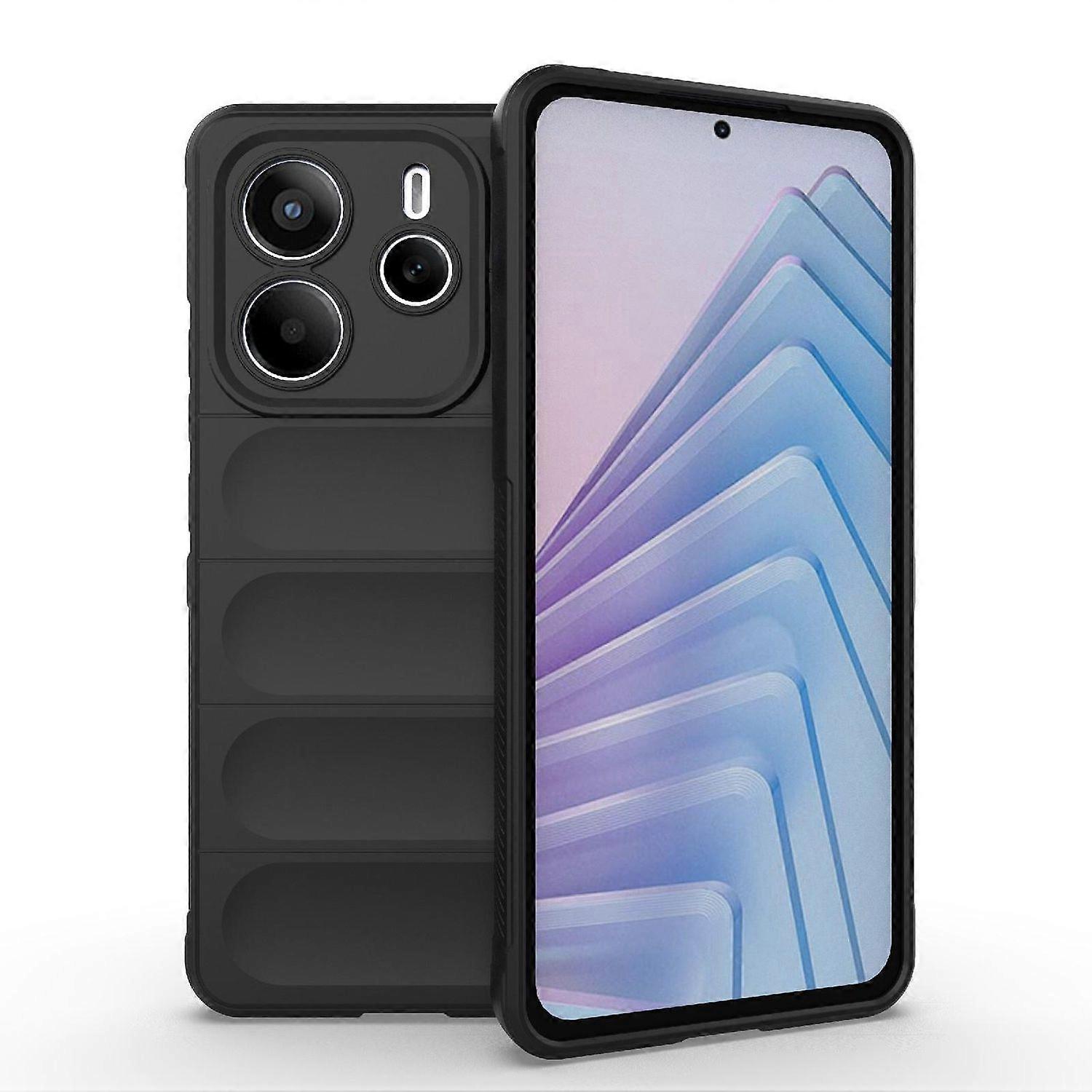 For Xiaomi Redmi Note 14 5G Magic Shield TPU Case Flannel - Inner Lining Black