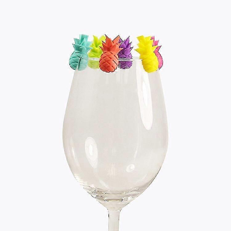 Pineapple Model Glass Marker 6pcs Set Silicone Tags