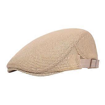 Gorra plana de malla ajustable para hombre, estilo Newsboy, ideal para senderismo, jardinería y actividades al aire libre, color beige.