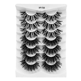 Zlezpi Wimpern Falsche Wimpern Faux Mink Wimpern Pack 7 Paare 8D Dramatische gefälschte Wimpern Wispy Cat Eye Style Luxus Volumen Nerz Wimpern Multipack