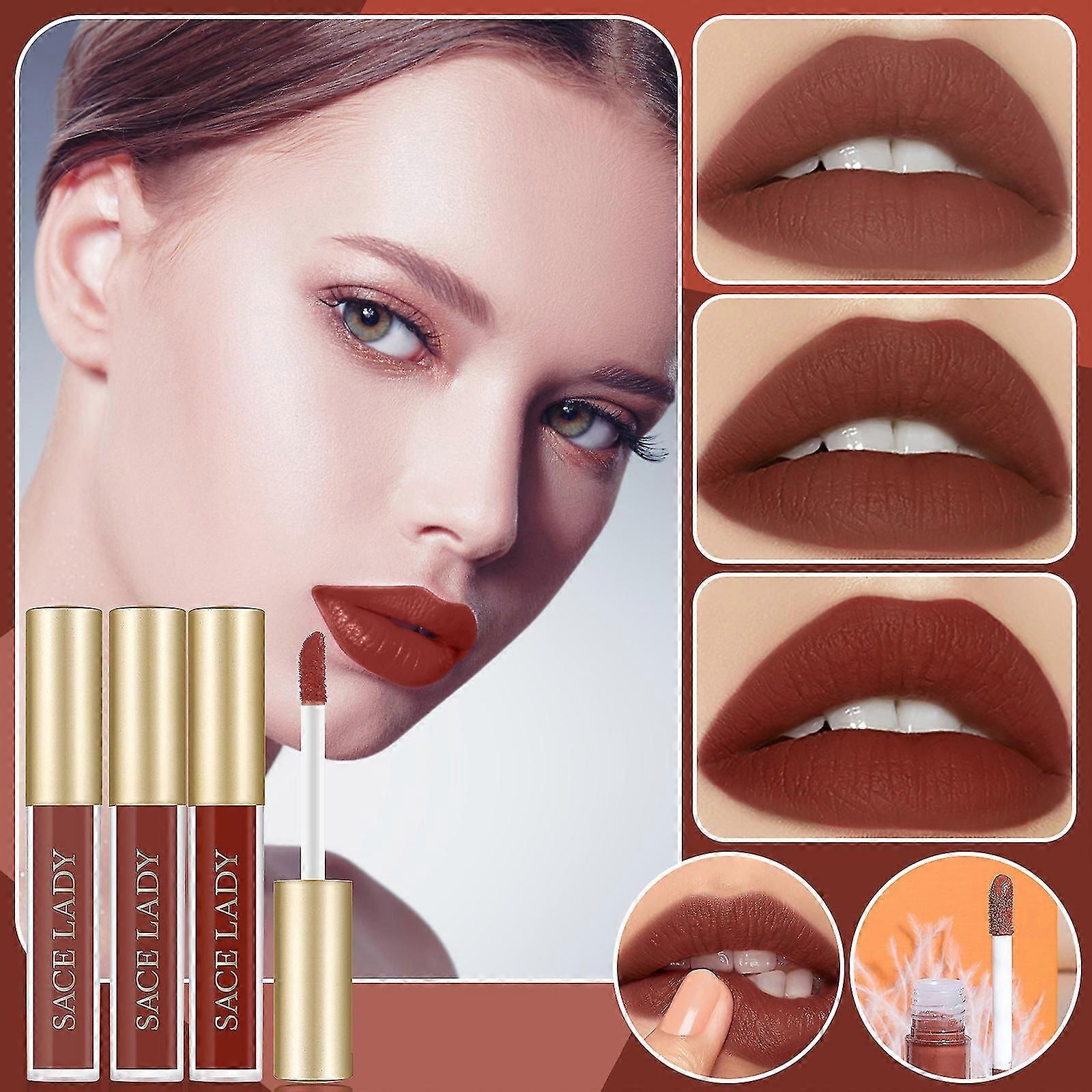Velvet Matte Lip Glaze Set - Long-Lasting, Non-Staining, Kissproof - 12 Colors, 3 Pieces