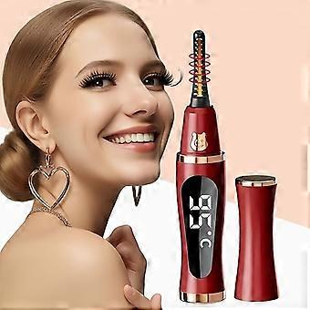 Heated Eyelash Curler, Quick 15-Second Electric Lash Curler with 3 Temperature Modes, LED Display, USB Rechargeable, Anti-Scold Design for Long-Lastin