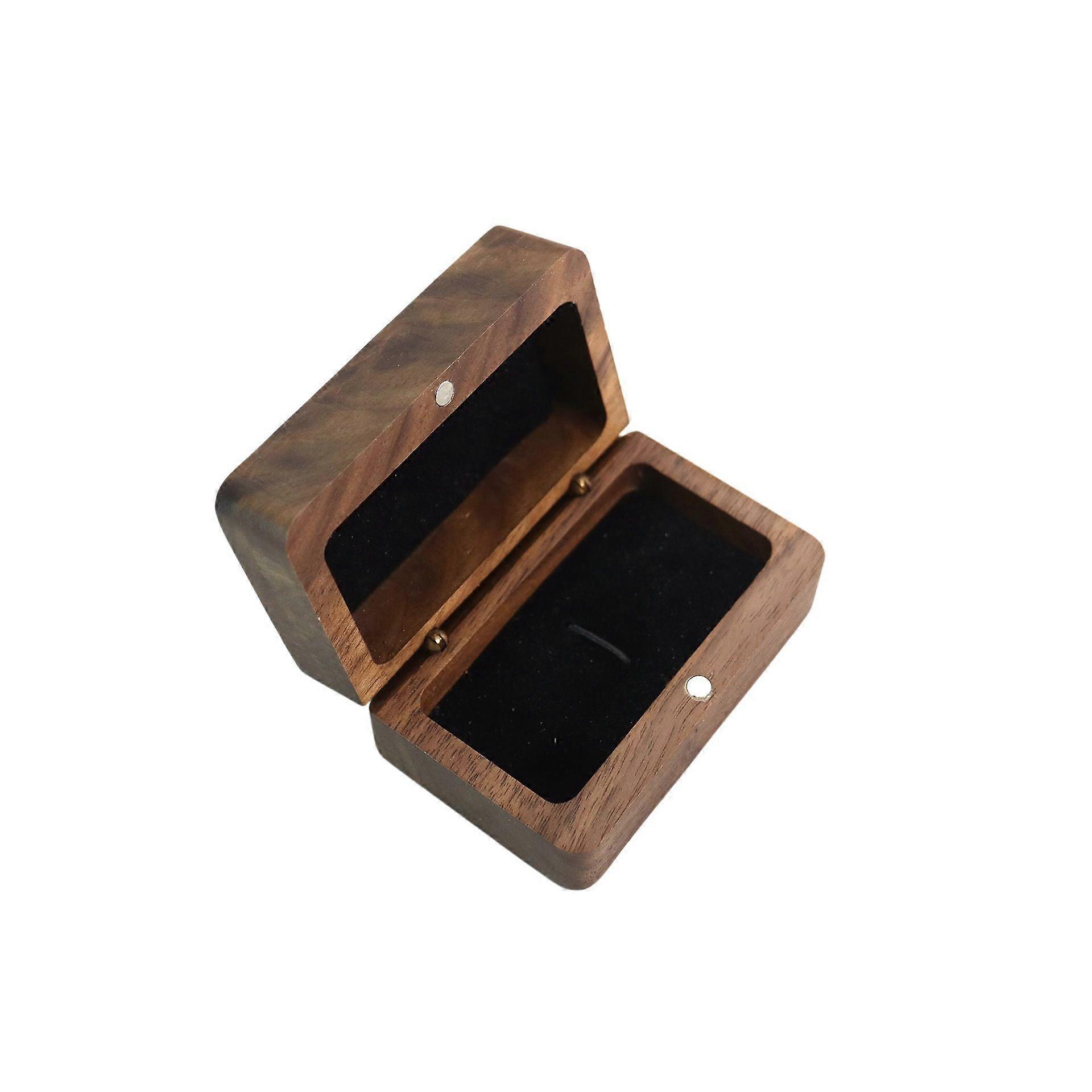 Walnut Tie Clip Presentation Box with Hinged Magnetic Lid and Fitted Lined Insert