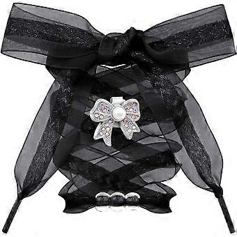 Sheer Organza Shoe Laces: Snow Yarn Shoelaces with Charms 1 Pair