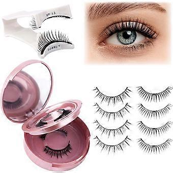 2 Pairs Magnetic Eyelashes with Applicator, No Glue Needed, Cat Eyes, Magnetic Lashes, Natural Look, Reusable False Eyelashes, Easy to Put on and Take