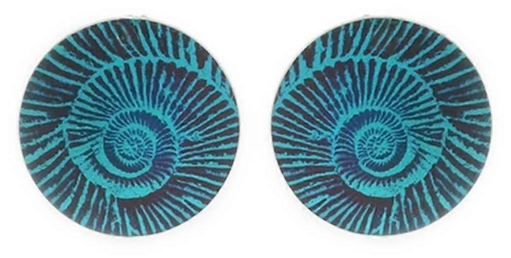 Ti2 Titanium Large Ammonite Stud Earrings  - Green