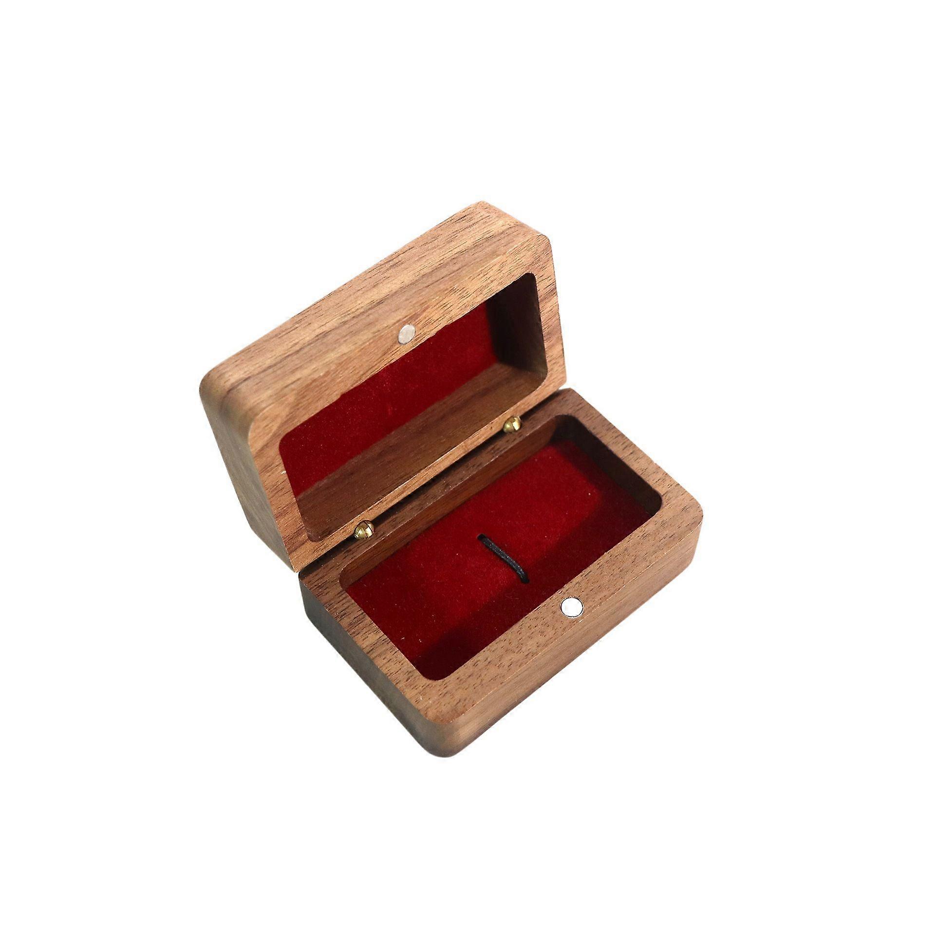 Black Walnut Tie Clip Presentation Box with Hinged Lid and Lined Insert