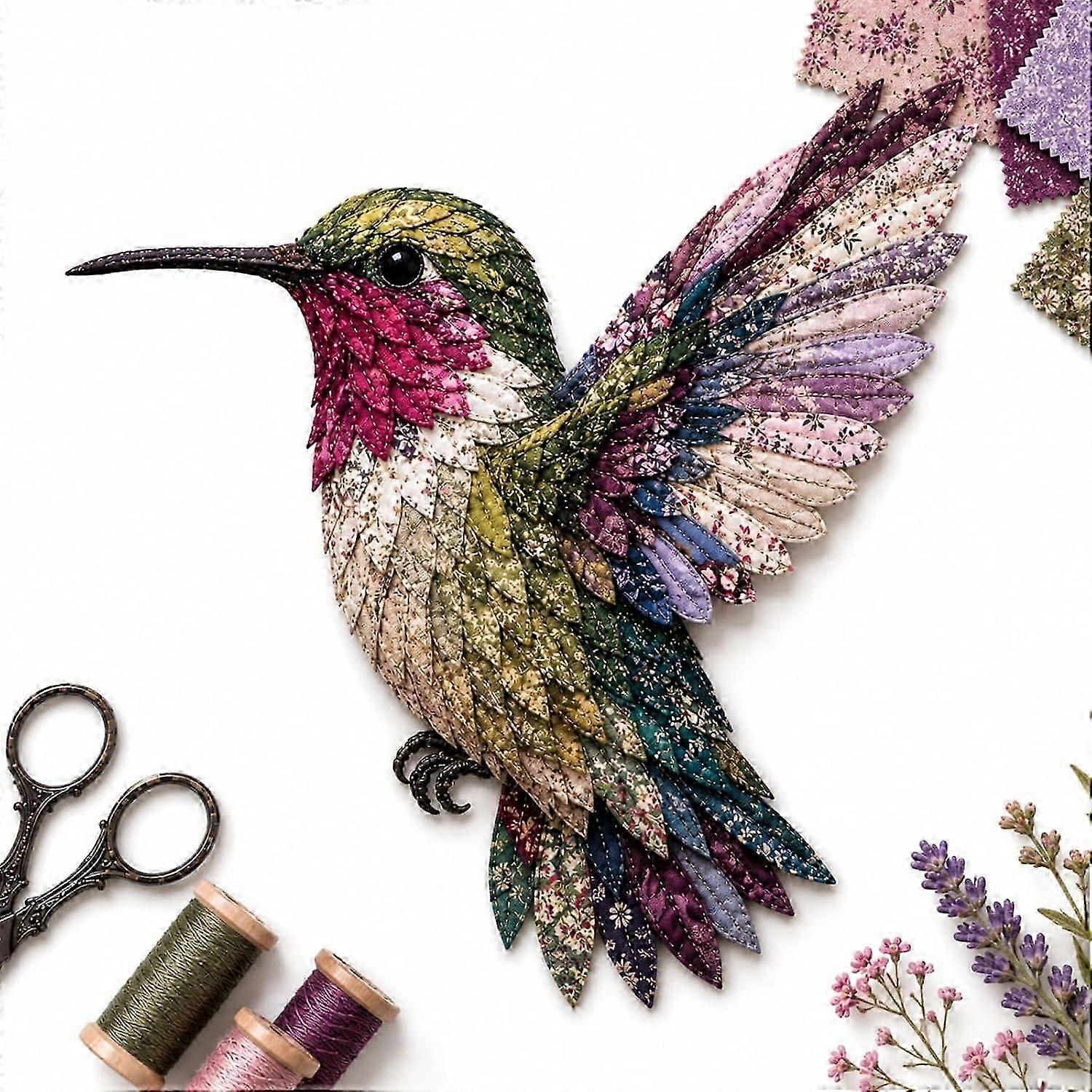 Kit de loisirs créatifs DIY Oiseau Patchwork 3D, Ensemble de couture en tissu multi-styles, Fournitures pour décorations artistiques faites main, Sac et boîte inclus