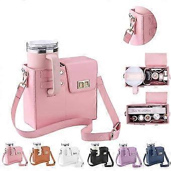 Bolsa transversal para garrafa de água Stanley de 1,2 litro, alça ajustável, vários bolsos, rosa.