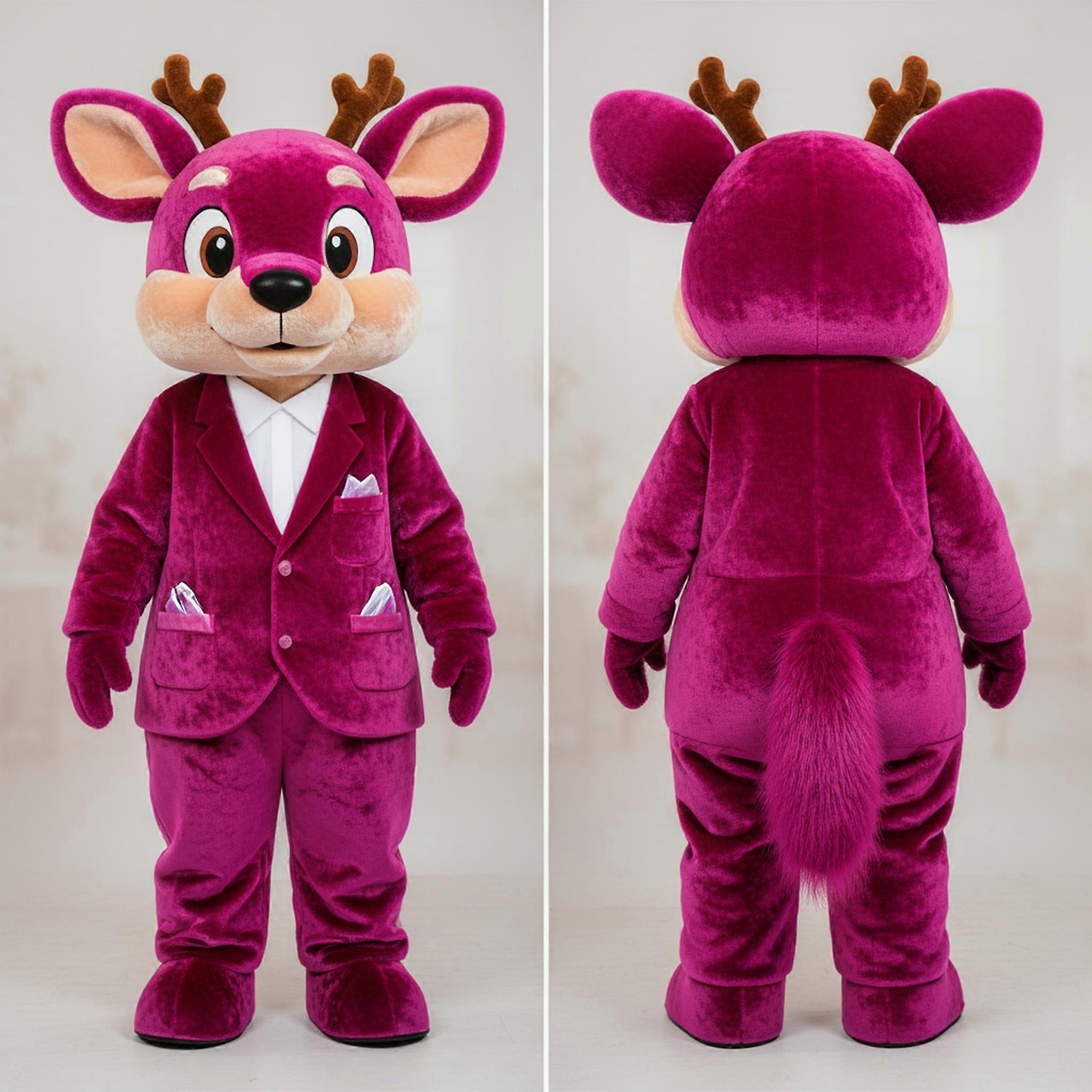 MASTICOT Magenta Fluffy Eared Roe Deer Mascot