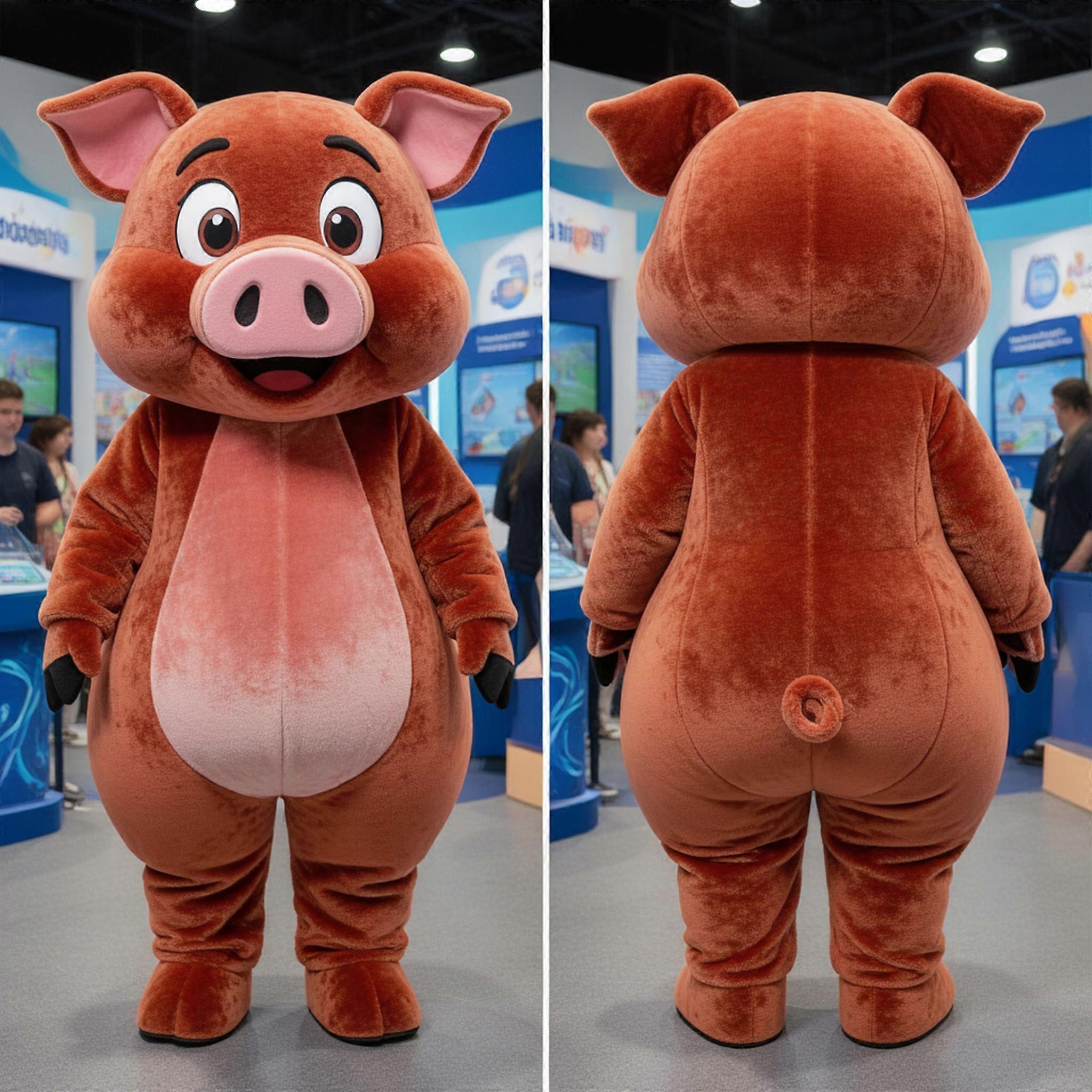MASTICOT Rust Red Cartoon Pig Mascot