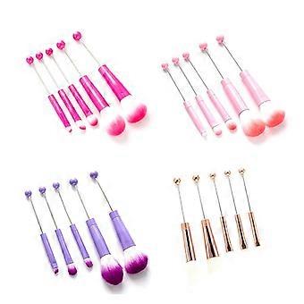 5Pcs Beaded Eyeshadow Brush Diy Beaded Cosmetic Brush Make Up Brushes Tool Kit Metal Handle Durable Eye Makeup Brushes
