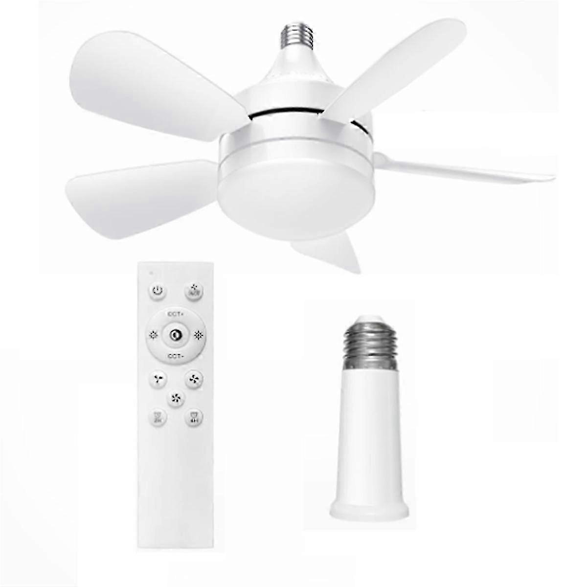 Socket Ceiling Fan with Light, Dimmable LED, Remote Control, 3 Speeds, E26/E27 Base, White
