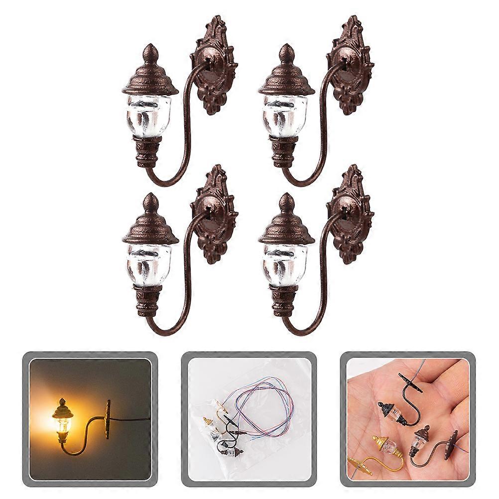 Mini Yard Lamp Wall Model for Decor 4Pcs Simulated Sand Table Lighting