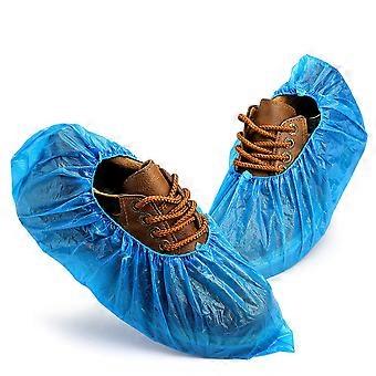 Disposable Shoe Covers 200 Pack Waterproof Non Slip CPE Boot Covers Durable One Size Fits All Blue