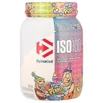 Dymatize, ISO100® gehydrolyseerd, 100% wei-eiwitisolaat, Pebbles™ verjaardagstaart, 1,34 lbs (610 g)