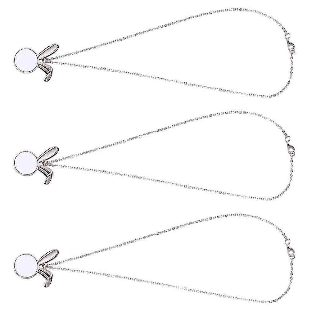 Silver Easter Pendant Necklace for Decor with 3Pcs Rabbit Shape Chains