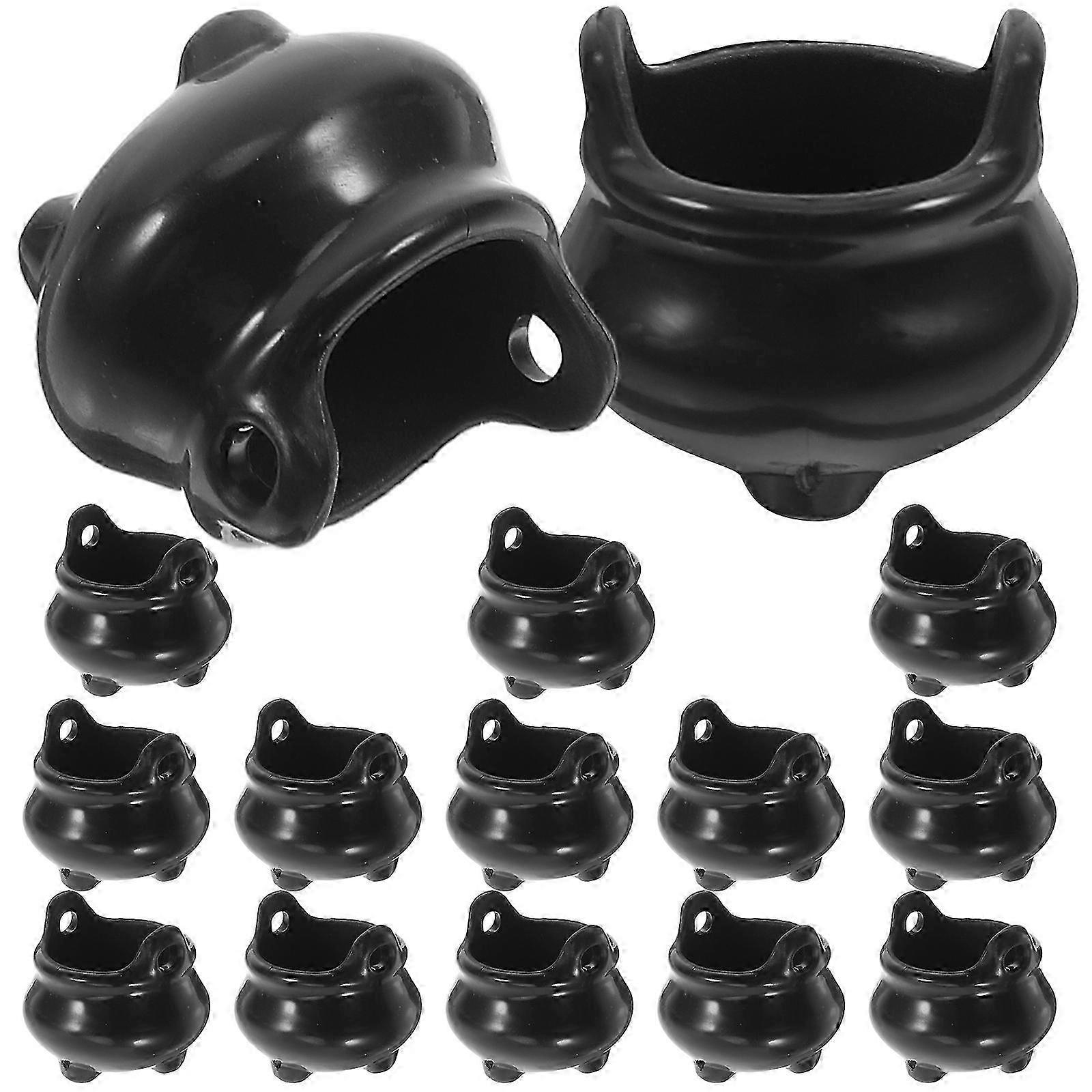 Mini Halloween Cauldron compatible with Decoration 45Pcs Tiny Black Plastic Ornaments