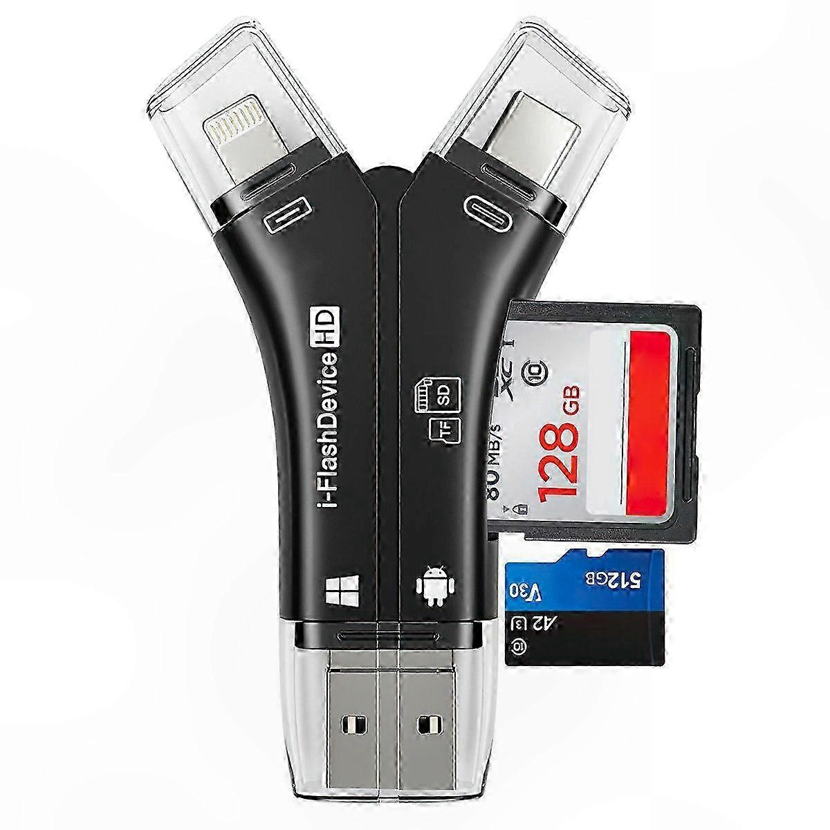 4-in-1 Multi-Function Data Storage Card Reader for Memory and Phone Cards