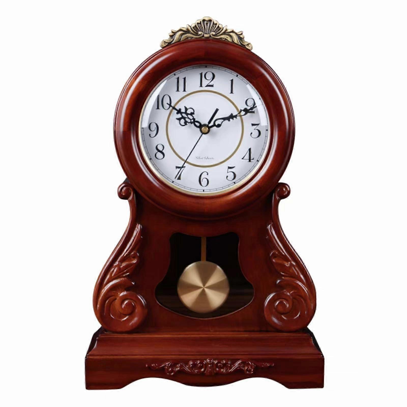 Solid Wood Table Clock with Pendulum | Classic, Wooden Clock with Pendulum, for