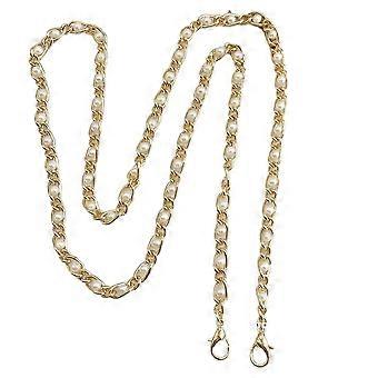 Adjustable Pearl Bag Strap Replacement 120cm with Durable Metal Buckle and Anti Slip Shoulder Pad for Handbags