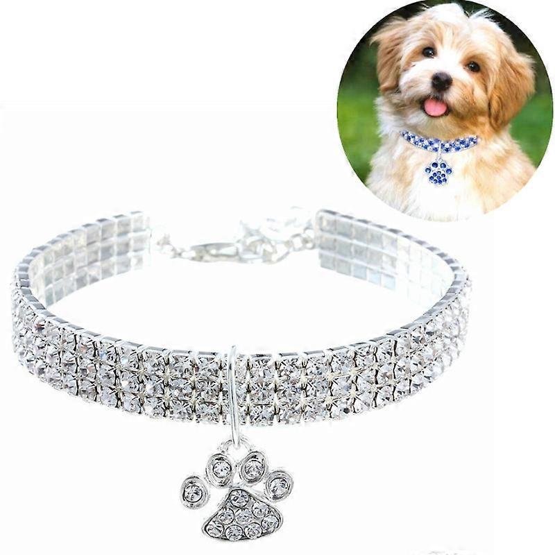 Rhinestone Elastic Pet Collar M