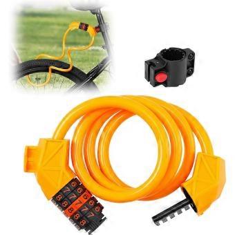 Ebike Lock Heavy Duty Long Bike Lock Cable，Bike Lock With 5 Digit Security Resettable Combination，Total Length 120cm_yzae