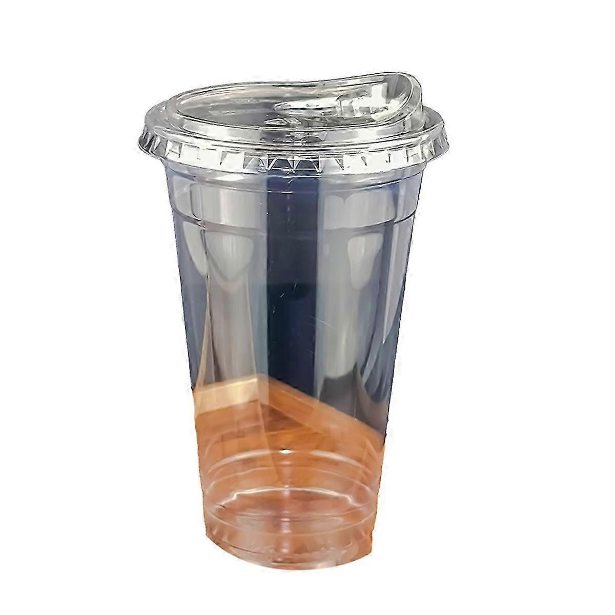 Clear Plastic Cup with Direct Drinking Lid, Disposable Tasting Cup