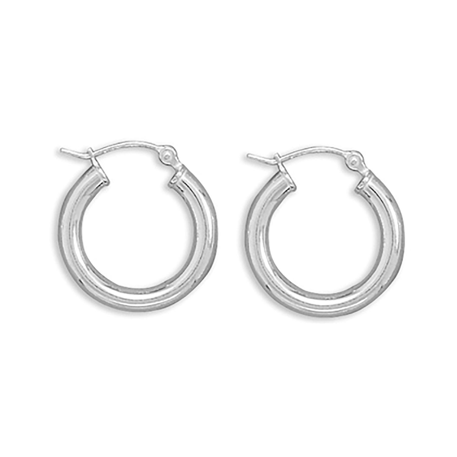 925スターリングシルバー3mm x 22mm女性用クリックフープイヤリング付きフープイヤリング