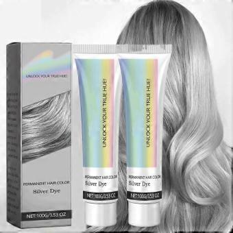 2pcs Natural Silver Hair Dye Cream 2 in 1 Gray Hair Color for Men and Women LongLasting Hydrating Formula