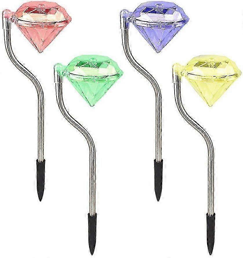 Solar Diamond Facet Stake Lights 4 Pack