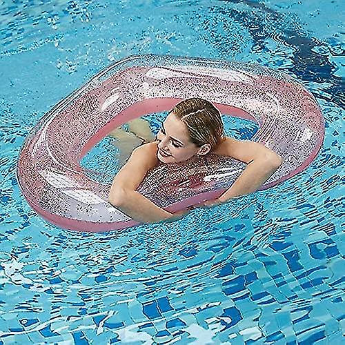 Inflatable Swimming Hoop, Inflatable Heart Shape Swimming Ring With Sequins For Adults, Pool