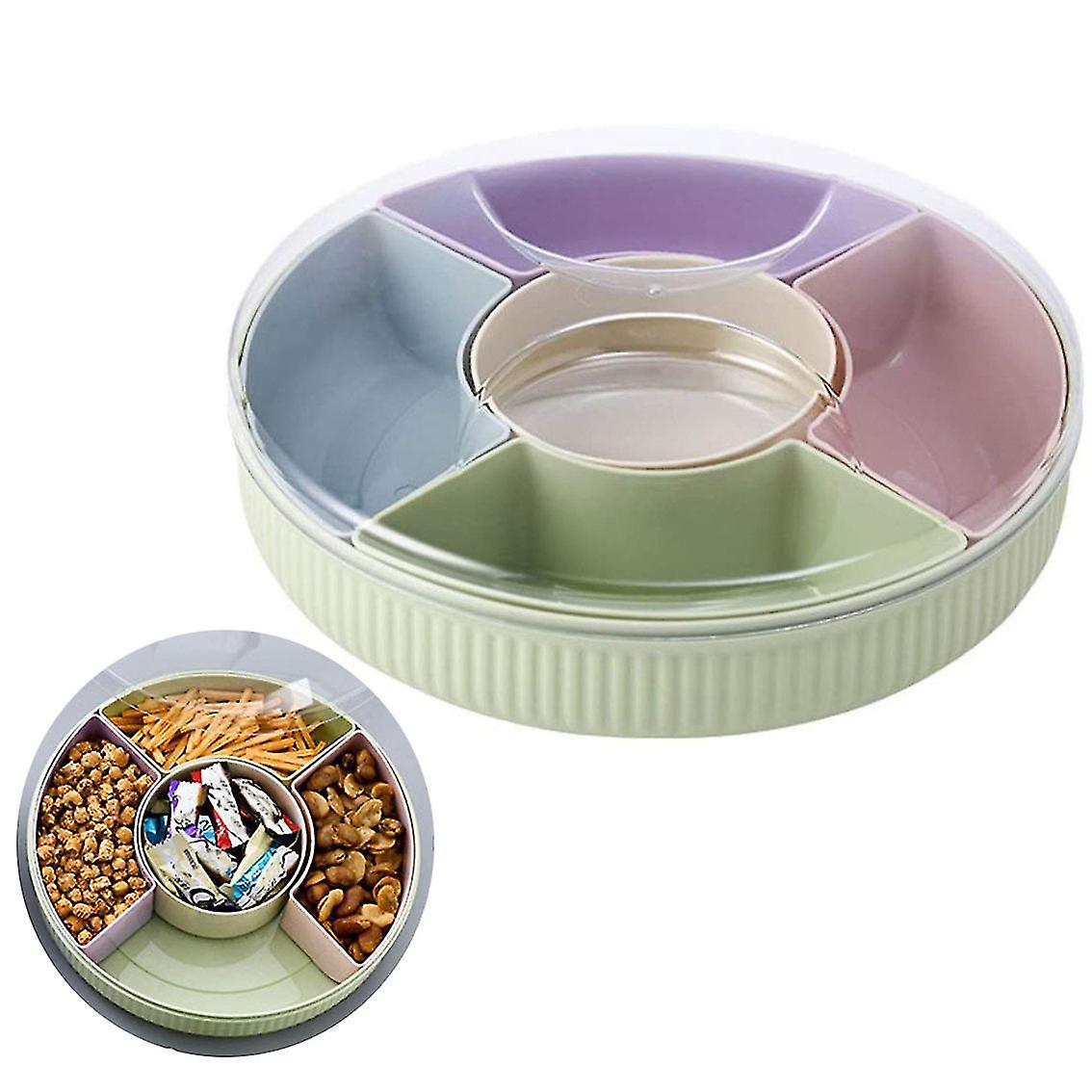 Snack Plates Decorative Flower Design Plastic Divided Candy Boxgreen