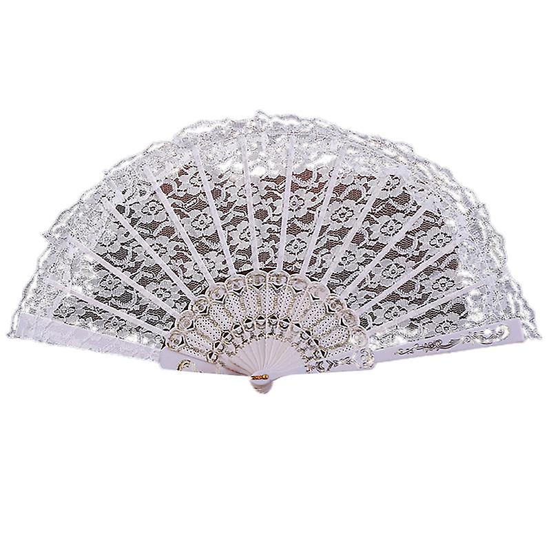 Folding Fan Perspective Handcrafted Plastic Frame Elegant Lace Handheld Fan for Outdoor