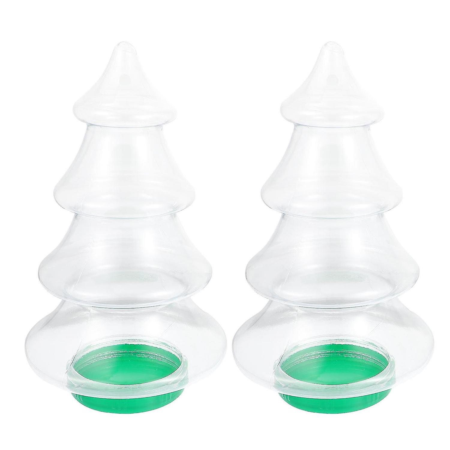 2pcs Lovely Candy Bottles Christmas Tree Shaped Storage Bottles Wrapping Bottles