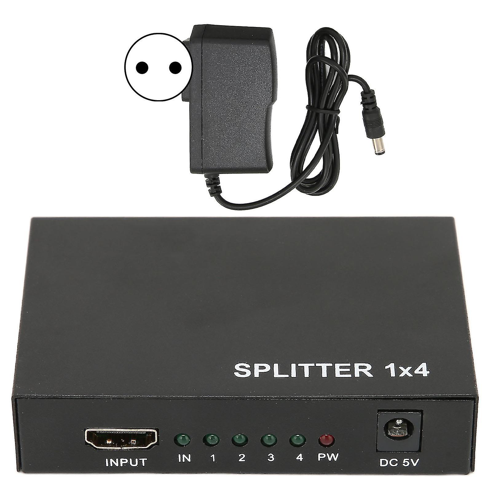 HD Multimedia Interface Splitter 1 in 4 Out 1080P Mirror Screen Video Splitter Adapter for Home Theater 100-240VEU Plug