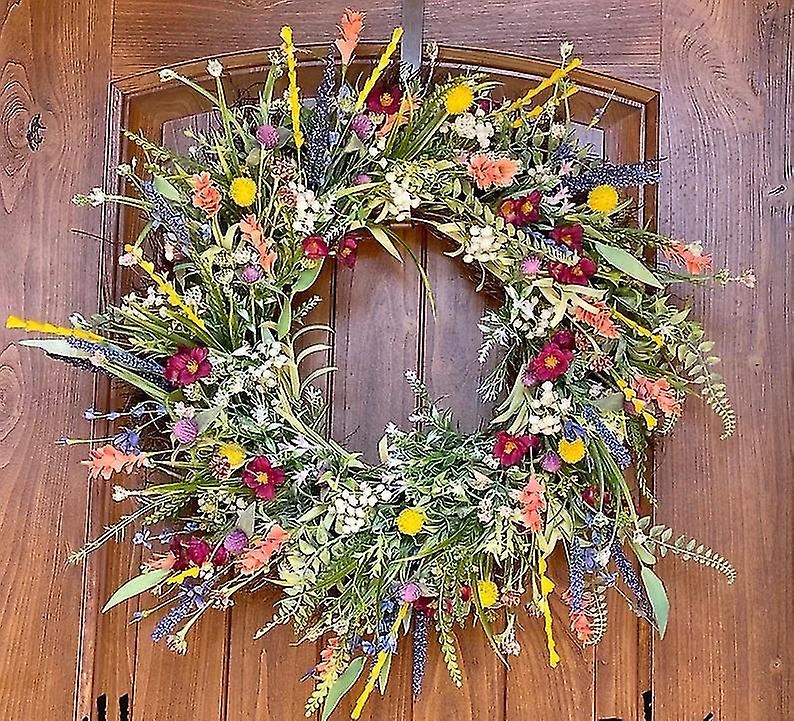Spring And Summer Wreath On The Door