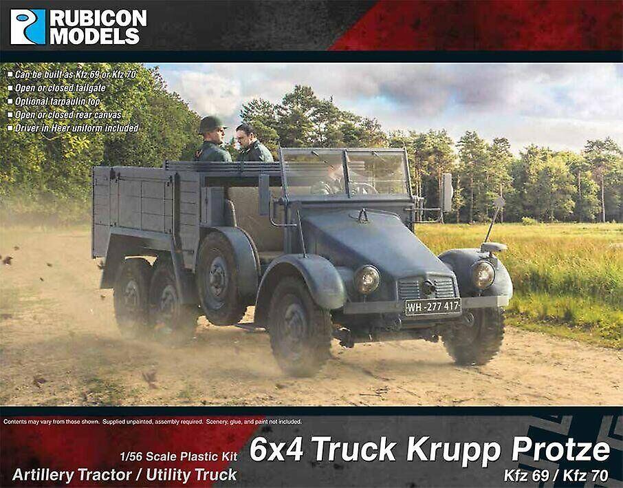 Rubicon RU-280082 Krupp Protze Kfz 69/70 6x4 Utility Truck - 1:56 scale (28mm) Wargame Plastic Kit Historical Scale model