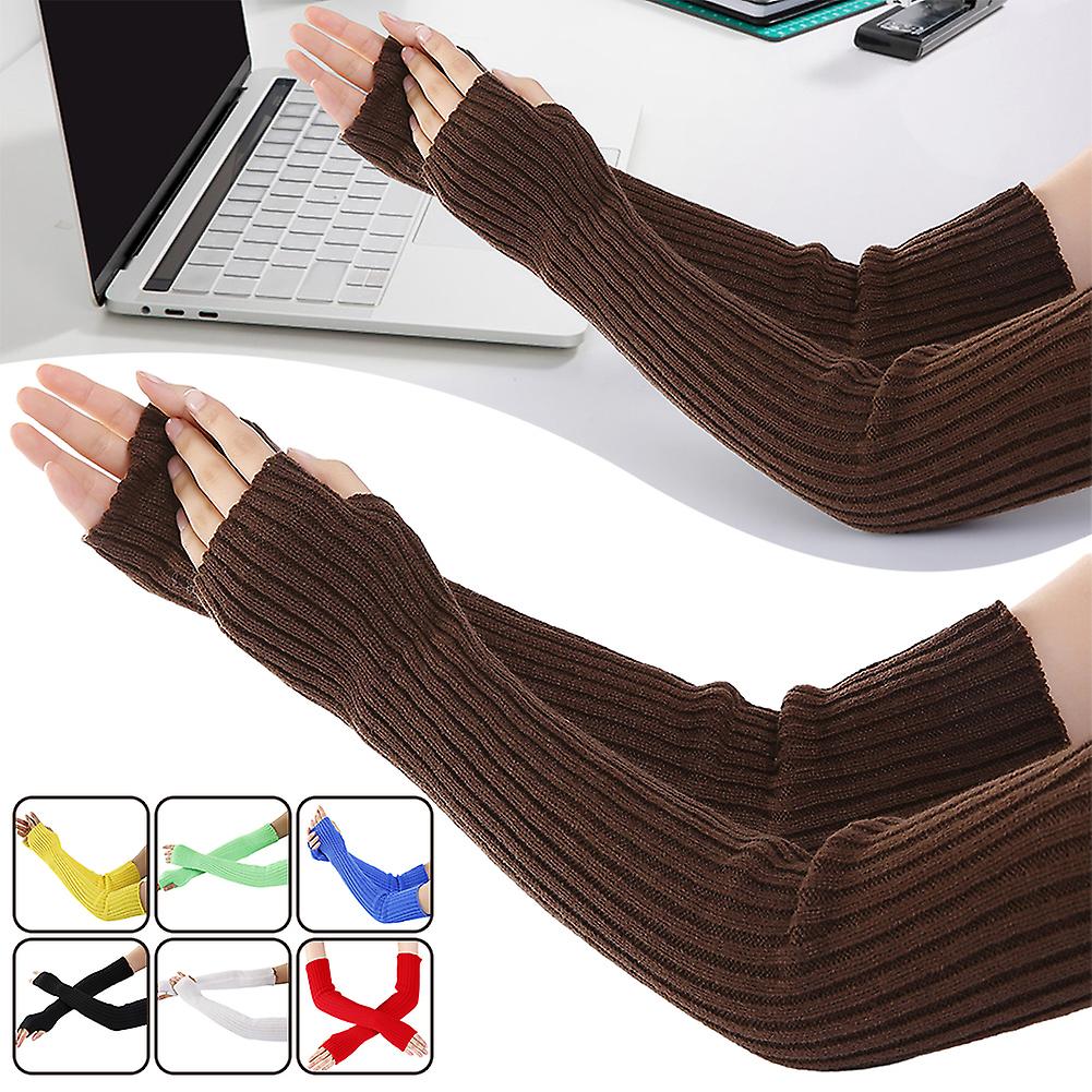 Fashion Pure-Color Knitting Arm Warmer Gloves Comfortable Elastic Arm Sleeves for Sport Cycling