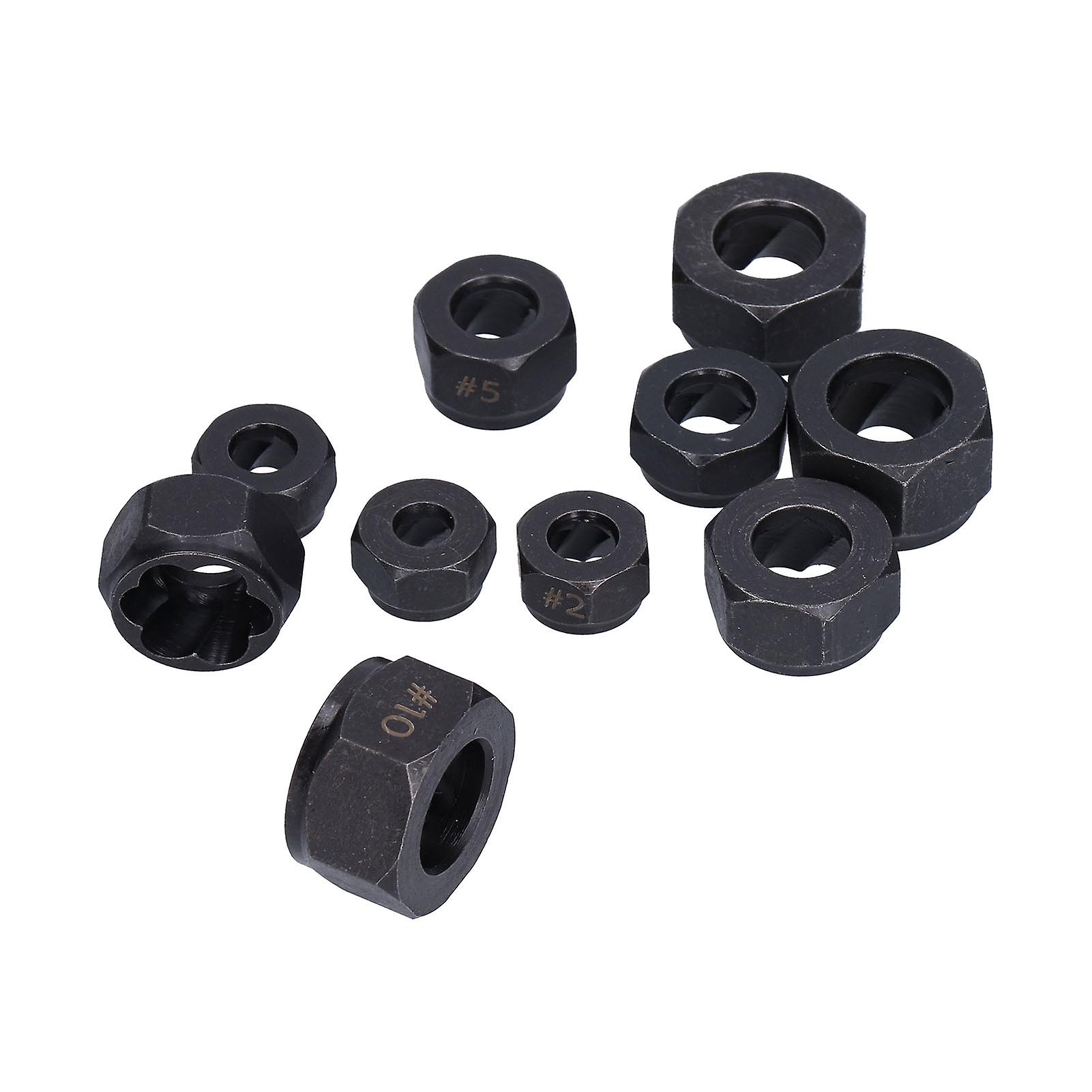 10Pcs Broken Nut Extractor Set, Chrome Vanadium, Black, 9-27mm