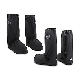 2 Paar schwarze wasserdichte Überschuhe, Regenkleidung, Schnee- und Regenstiefelüberzüge mit reflektierenden Folien, XXL-Größe