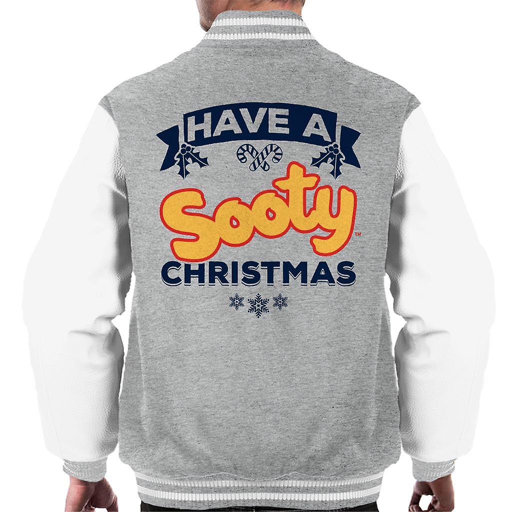 Sooty Christmas Have A Sooty Christmas Blue Banner Design Men's Varsity Jacket