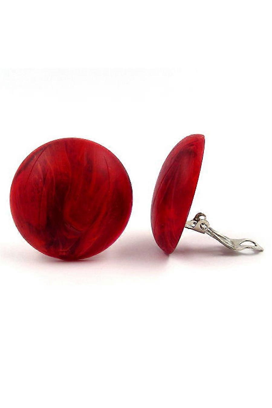 Clip-on Earring Red Marbled - Gl03952