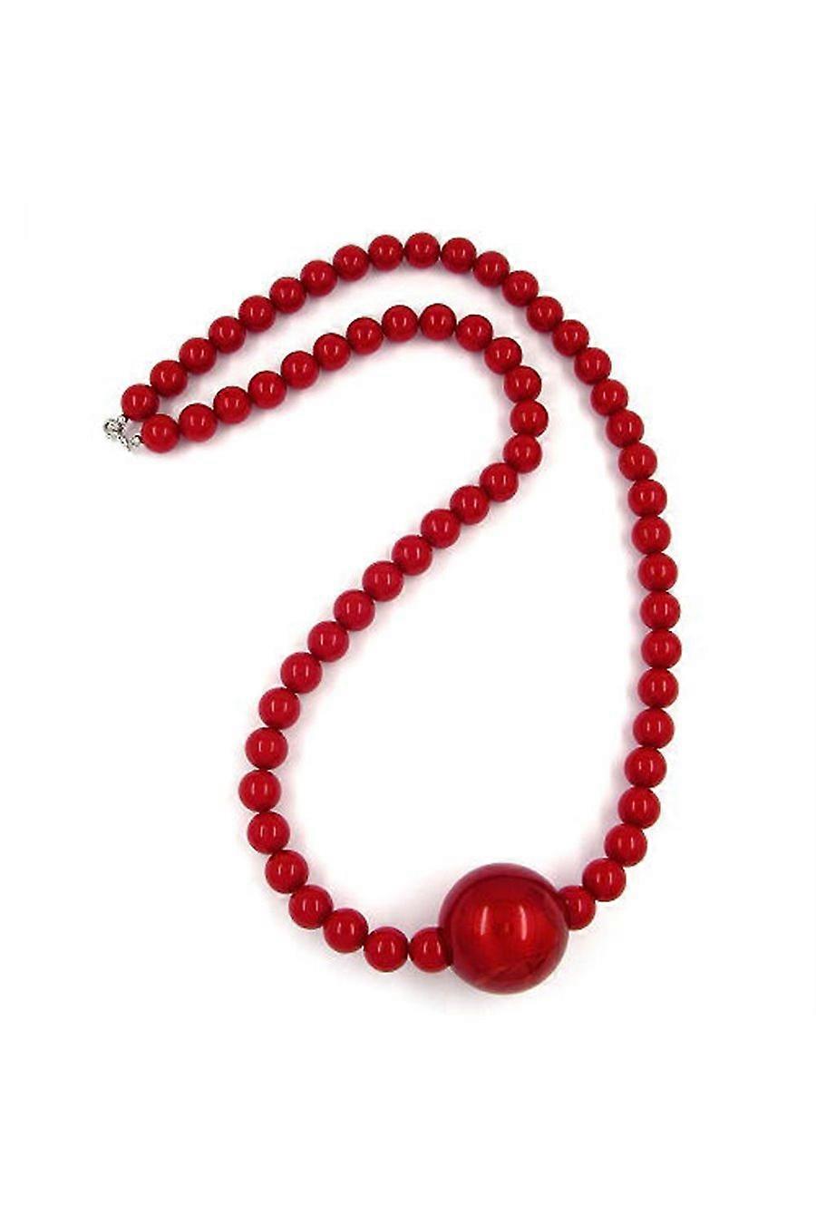 Necklace Beads 35/12mm Red 75cm - Gl02375