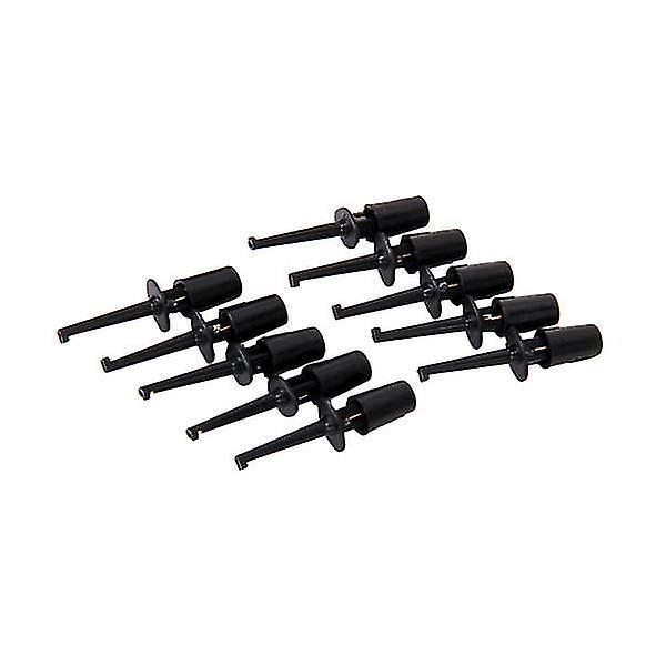 20pcs Mini Test Hook Probe Lead Wire Cable Spring Clip Black For Pcb Smd Ic